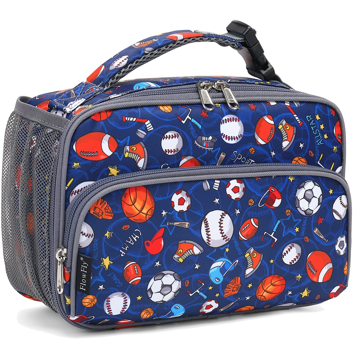 FlowFly Kids Lunch box Insulated Soft Bag Mini Cooler Back to School Thermal Meal Tote Kit for Girls, Boys, Astronaut