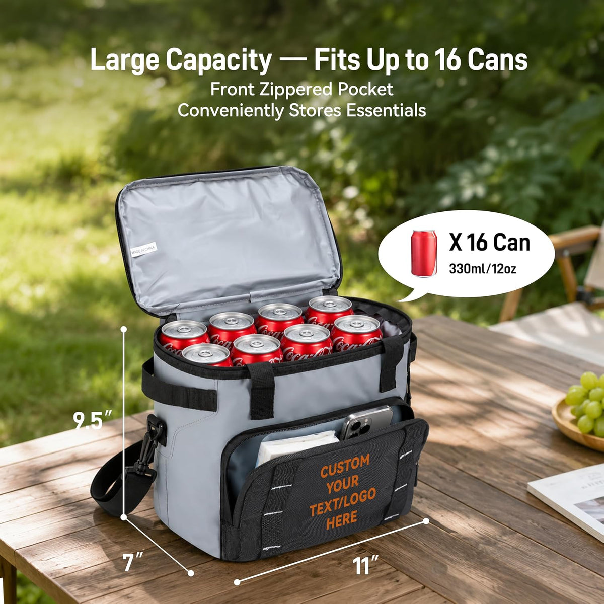 Airlex Custom Cooler Bag with Logo, 16-Can Insulated Soft Cooler