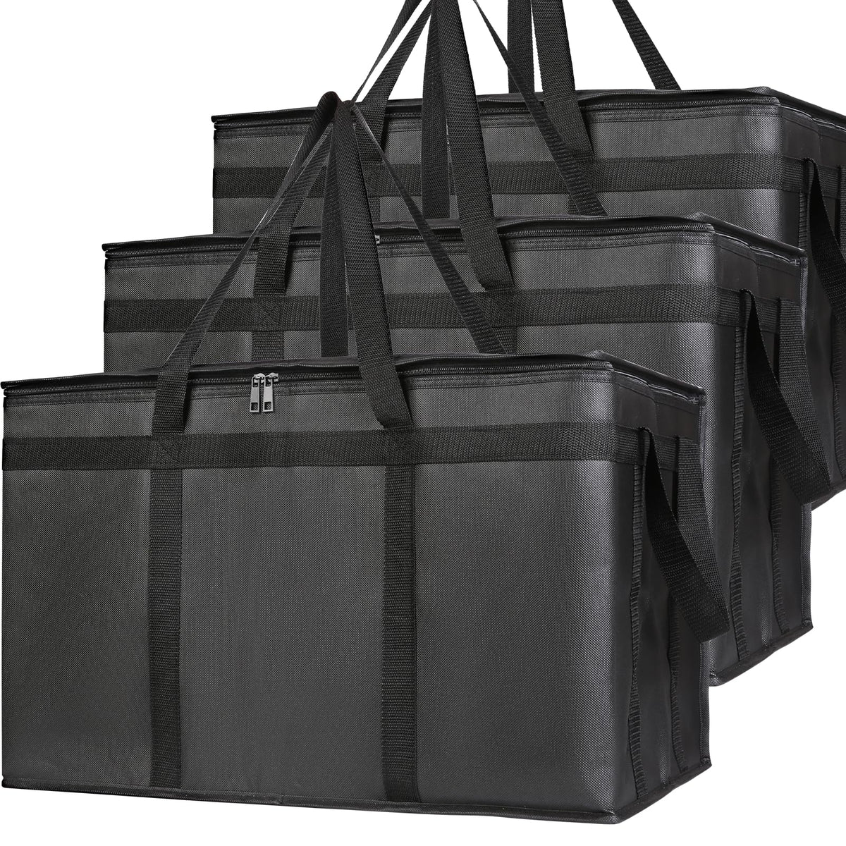 Bodaon 3 Pack Insulated Food Delivery Bags, XXXL Catering Cooler Bag Black