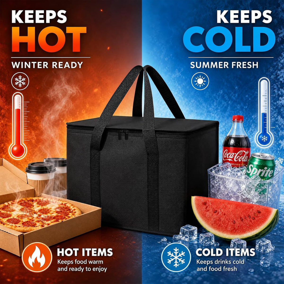 3 Pack Insulated Reusable Grocery Bags, 60LBS Heavy Duty Cooler Tote with Triple Layer Thermal Insulation, Collapsible and Stands Upright for Shopping, Picnic, Delivery