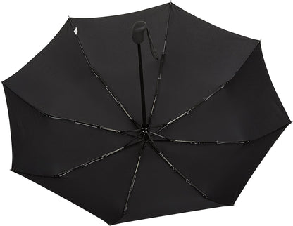 Amazon Basics Round Travel Umbrella for Rain, Compact Umbrella with Auto Open/Close, Strong Alloy Steel Frame, Compact Size for Backpacks/Handbags (11" Long When Closed), One Size, Black