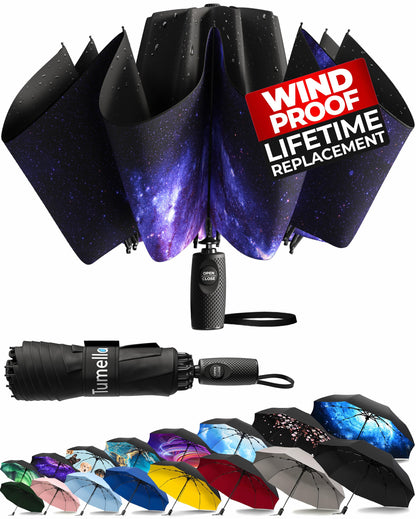 TUMELLA Reverse Folding Windproof Umbrella, Large 46", Strong & Light