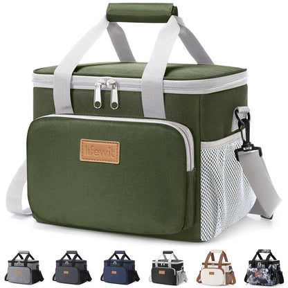 Lifewit Medium Lunch Bag, Insulated Lunch Box, Soft Cooler Cooling Tote for Adult Men Women, Black 12-Can (9L)