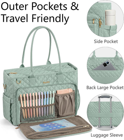 Bagstellar Teacher Tote Bag for Women, 15.6" Laptop Work Tote Computer Bag