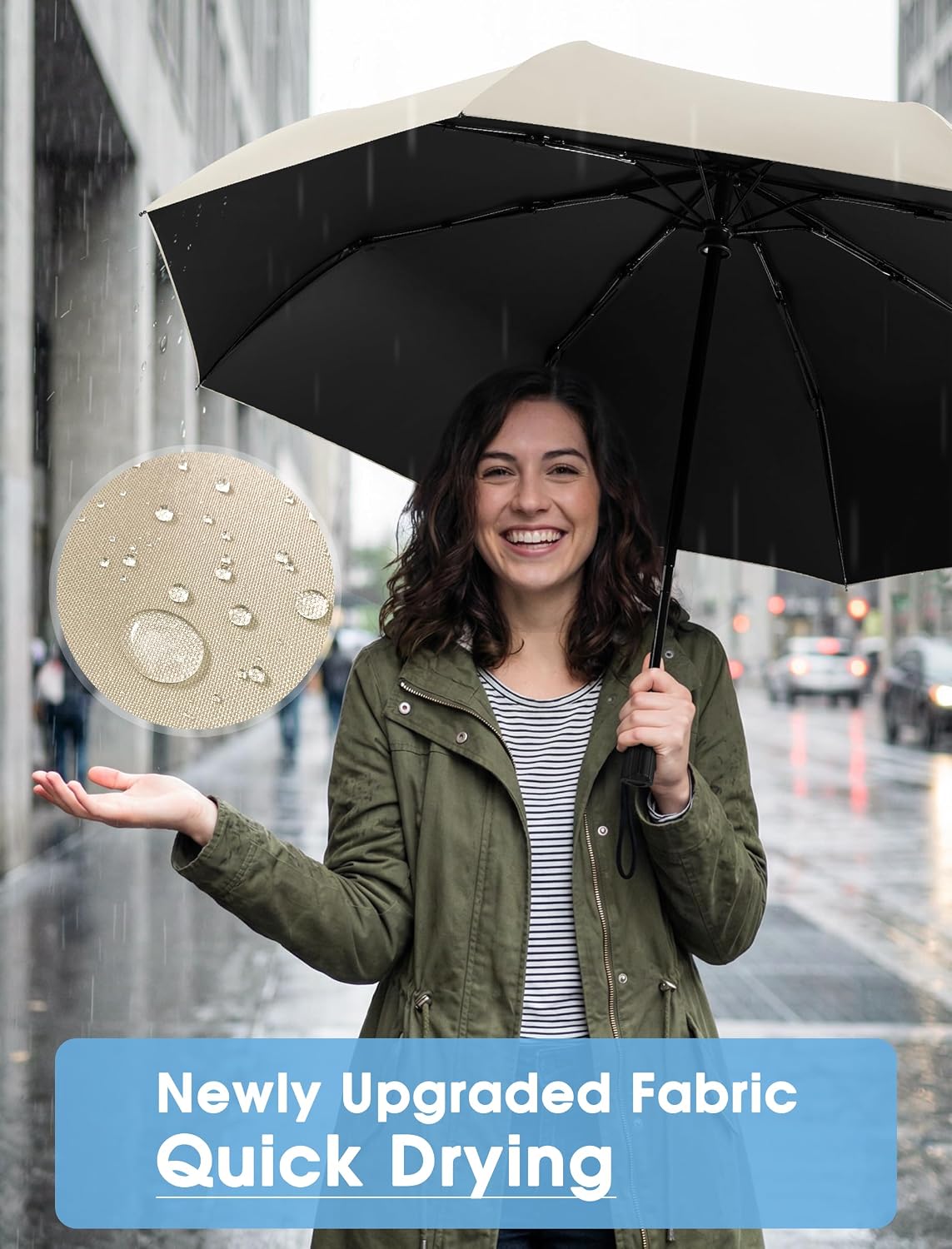 Yoobure Compact Travel Umbrella - Windproof Umbrellas for Rain, Small Portable UV Umbrella for Sun Protection, Folding Automatic Umbrellas in Lightweight for Car, Backpack, Walking, Kids, Women