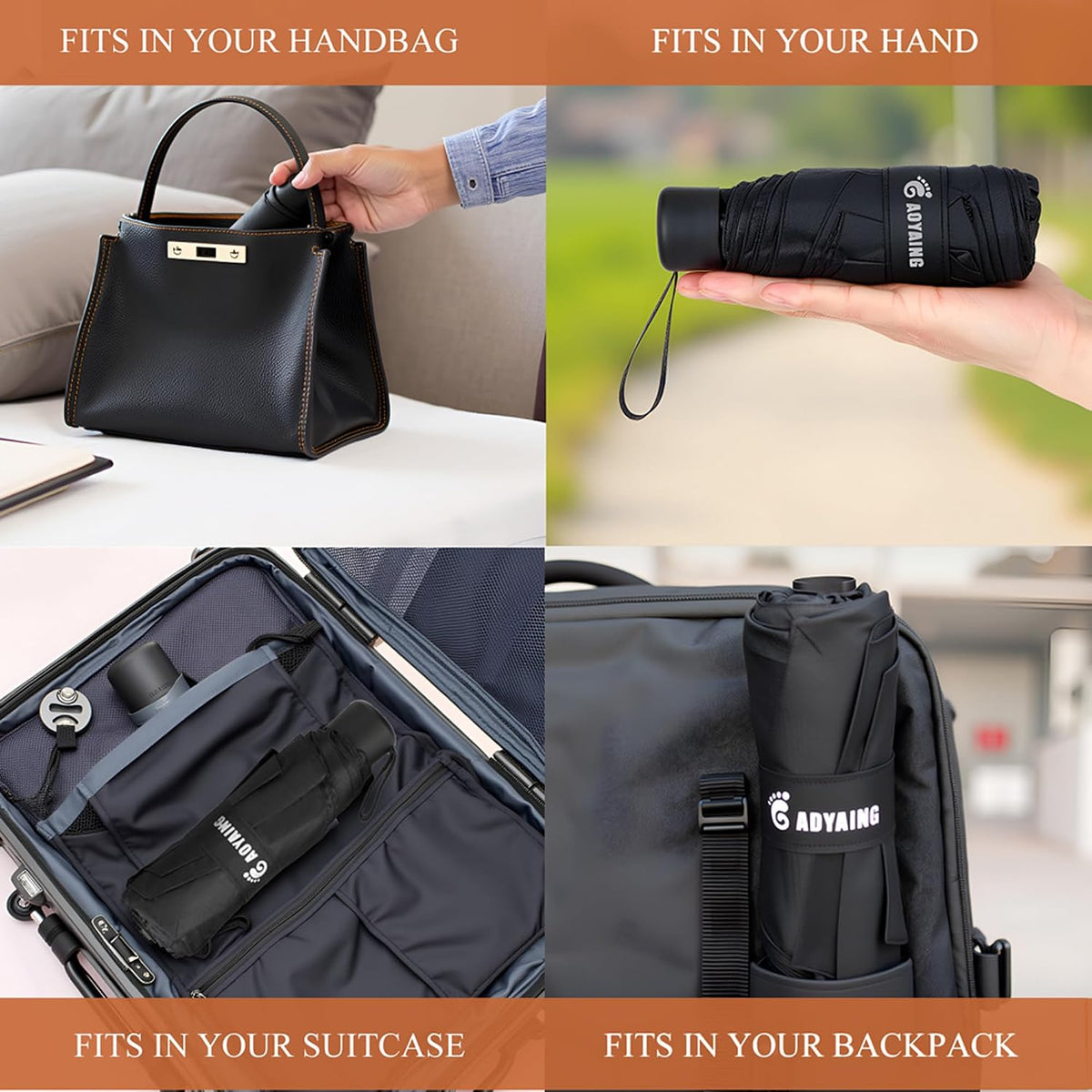GAOYAING Compact Travel Umbrella with Case Sun&Rain Lightweight Small and Compact Suit for Pocket 34 Inches