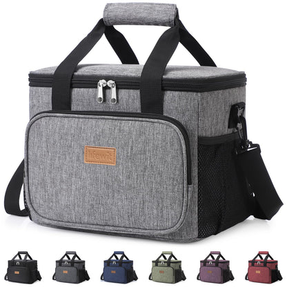 Lifewit Medium Lunch Bag, Insulated Lunch Box, Soft Cooler Cooling Tote for Adult Men Women, Black 12-Can (9L)