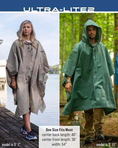 FROGG TOGGS Ultra-lite2 Waterproof Rain Poncho, Breathable and Reusable