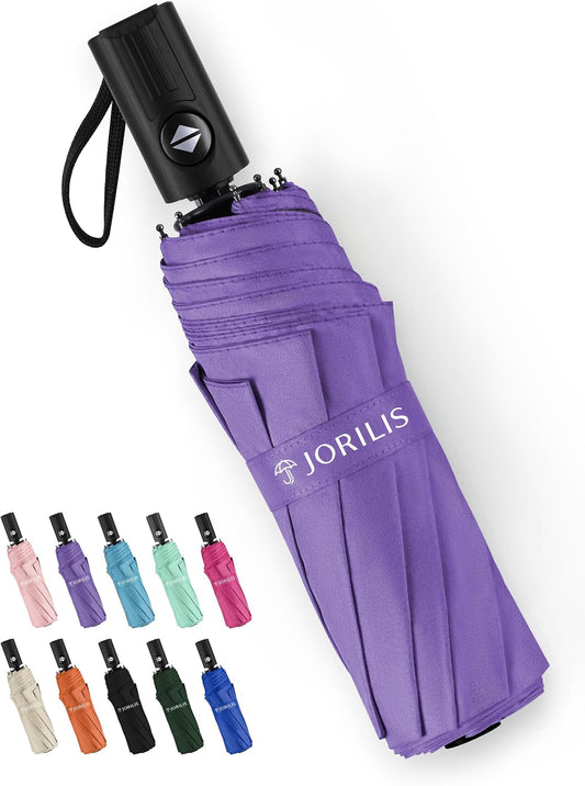 Jorilis Compact Umbrella for Travel - Automatic Umbrellas for Rain & Sun Protection, Small Portable UV Umbrella for Car, Backpack, Walking, Folding Windproof Umbrellas for Kids, Women