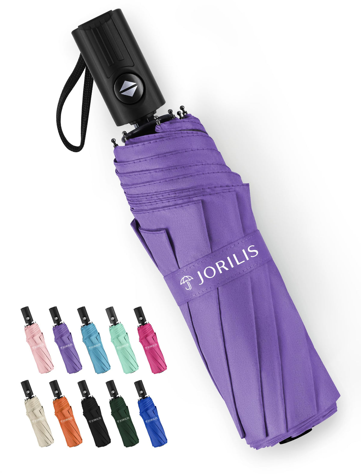 Jorilis Compact Umbrella for Travel - Automatic Umbrellas for Rain & Sun Protection, Small Portable UV Umbrella for Car, Backpack, Walking, Folding Windproof Umbrellas for Kids, Women