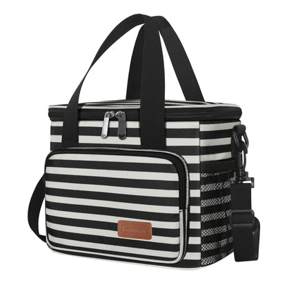 Femuar Reusable Lunch Box for Men/Women - Insulated Lunch Bag Leakproof Lunchbox for Work Office Picnic Beach - Freezable Lunch Cooler Bag with Adjustable Shoulder Strap - Black