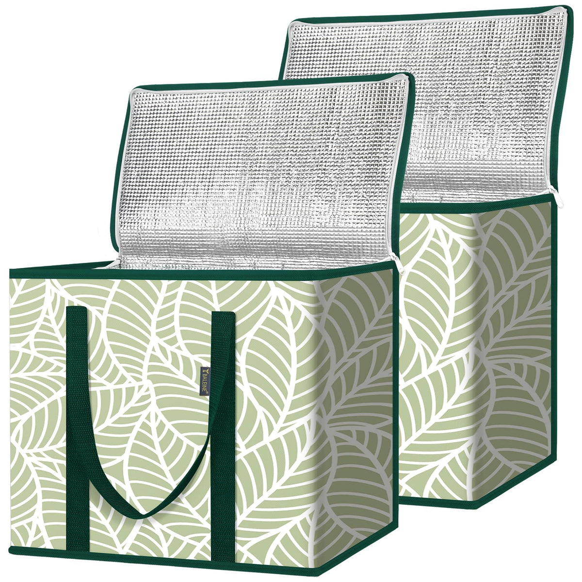 BALEINE Insulated Reusable Grocery Bags with Zippered Top, Large Cooler Bag
