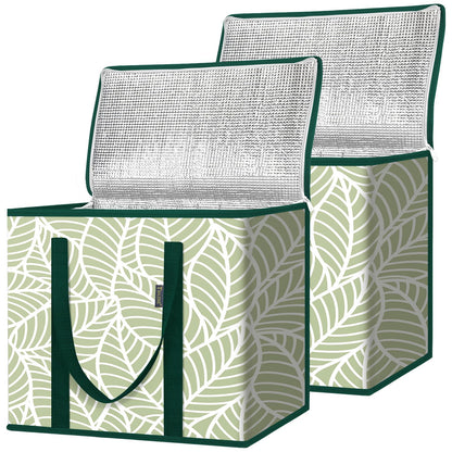 BALEINE Insulated Reusable Grocery Bags with Zippered Top, Large Cooler Bag