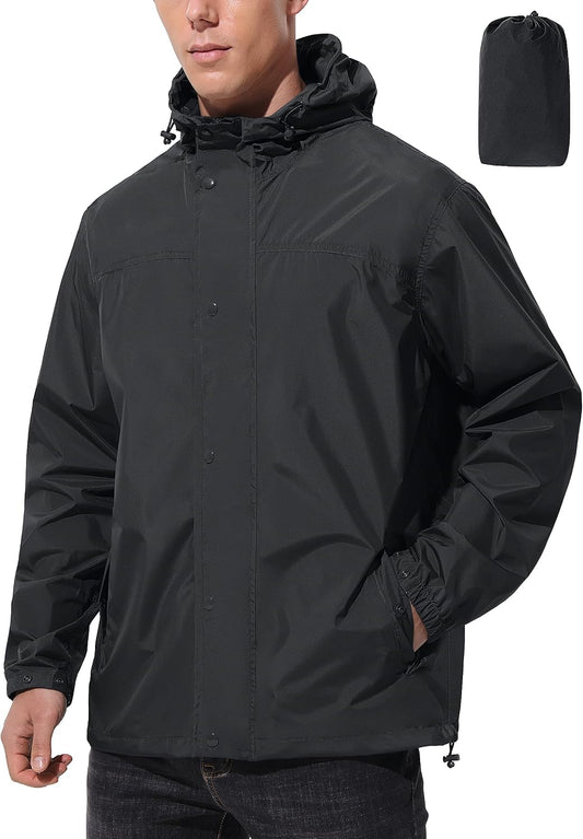 UIQUR Mens Lightweight Packable Waterproof Rain Jacket Windbreaker