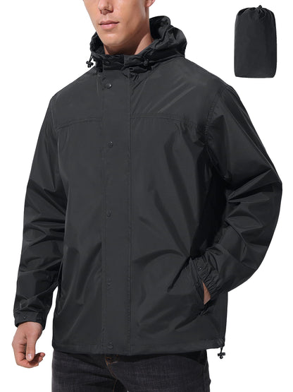 UIQUR Mens Lightweight Packable Waterproof Rain Jacket Windbreaker