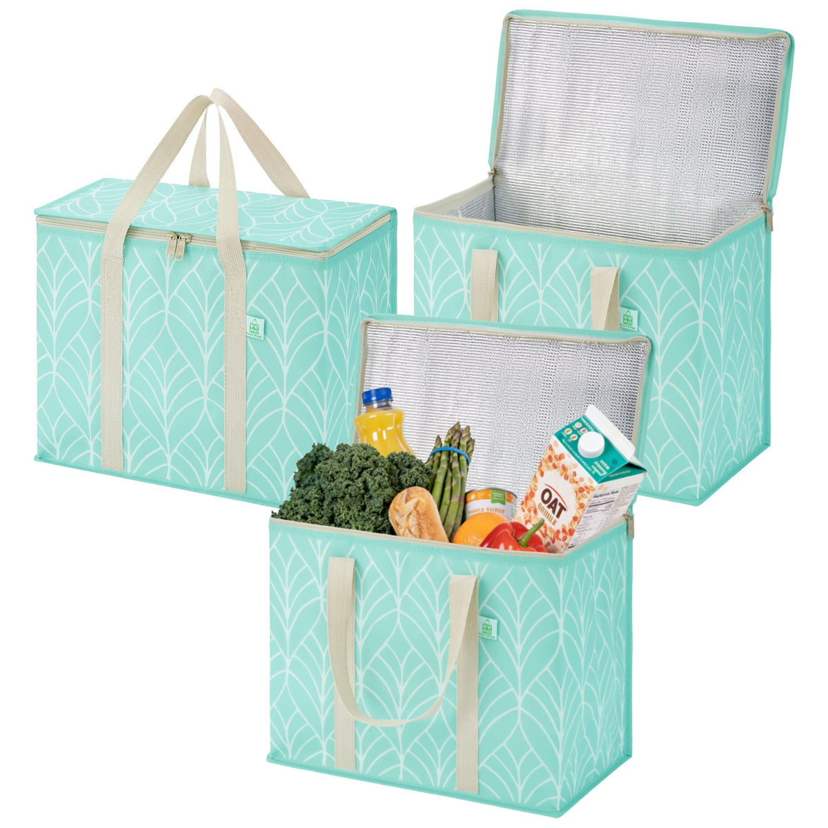 VENO 3 Pack Insulated Cooler Reusable Grocery Shopping Bag Food Delivery
