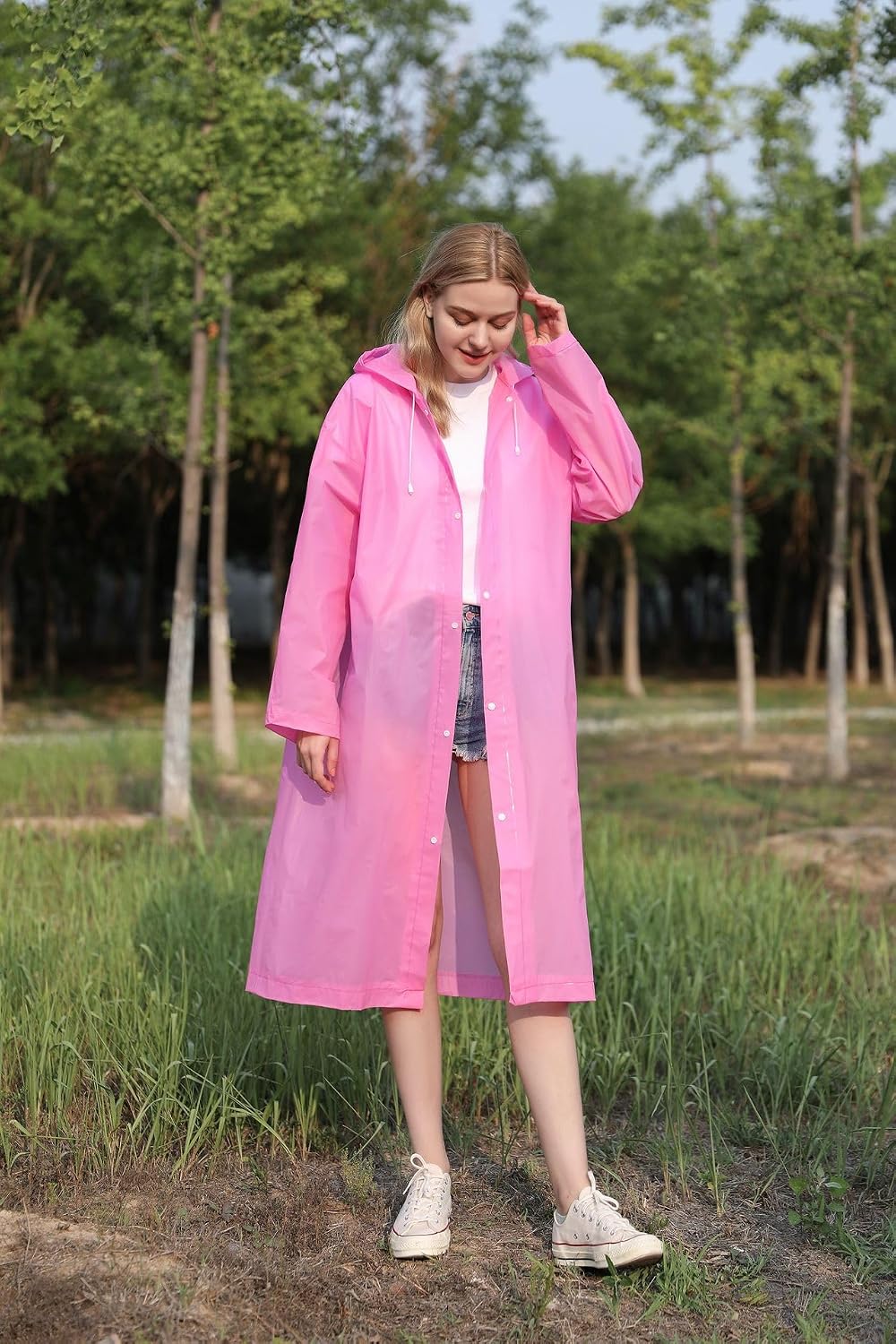 Reusable Adults Rain Ponchos, 2 Pcs EVA Portable Raincoats for Women Men with Hood for Disney Outdoor