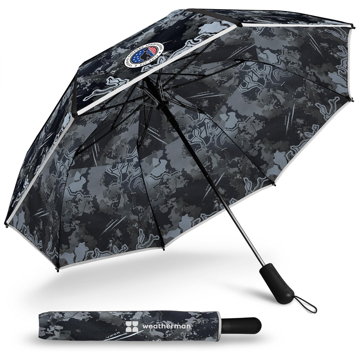 Weatherman Premium Collapsible Travel Umbrella - Windproof, Compact, Easy Auto Open - Resists Up to 55 MPH Winds - Perfect for Rain, Wind, Backpack, Car - Folding Umbrella (Navy Blue)