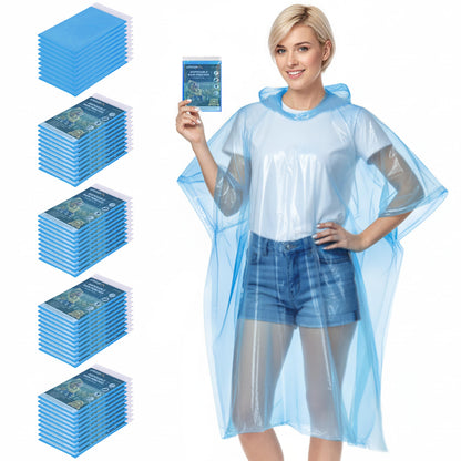 APEXUP Disposable Rain Ponchos for Adults, 5/10/50 Family Pack
