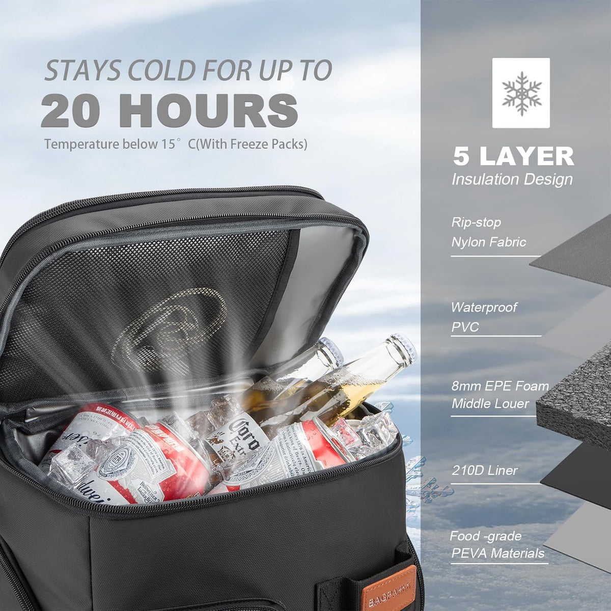 Bagparkk 33/45 Cans Leakproof Insulated Cooler Backpack with Double Deck