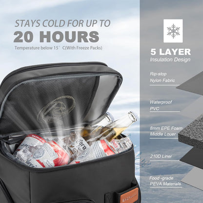 Bagparkk 33/45 Cans Leakproof Insulated Cooler Backpack with Double Deck