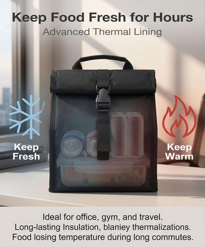 ZM-YOUTOO Insulated Foldable Lunch Bag- Lightweight Portable with Adjustable Shoulder Strap Lunch Box for Men, Women, Office, Work, Picnic, Hiking and Beach