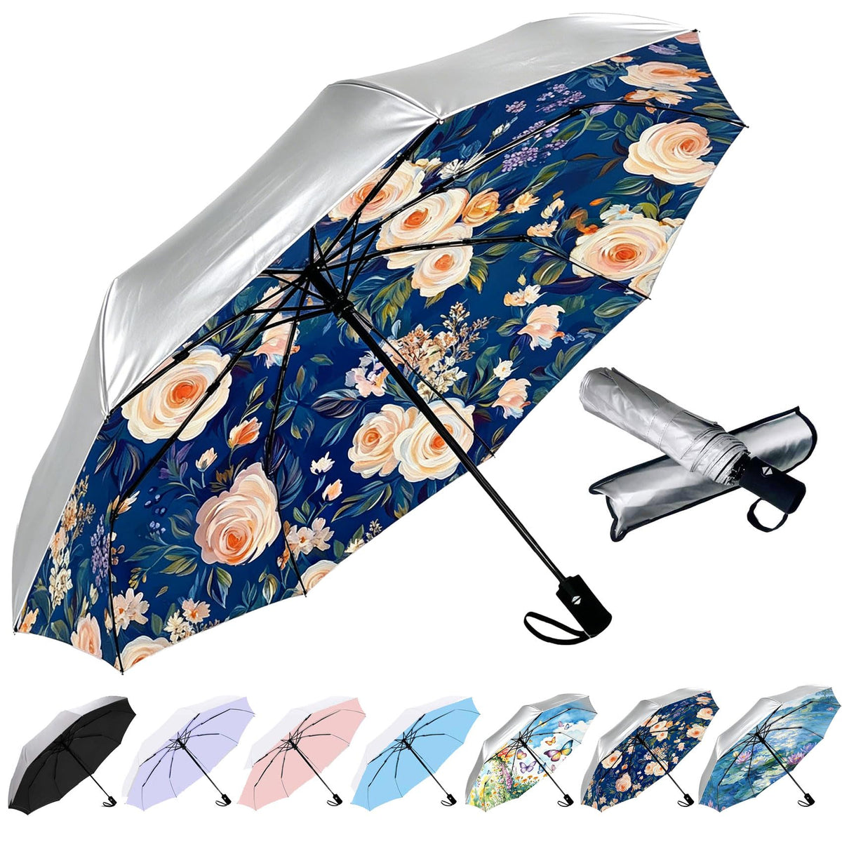 SIEPASA Windproof Travel Compact Umbrella-Automatic Umbrellas for Rain-Compact Folding Umbrella, Travel Umbrella Compact, Small Portable Windproof Umbrellas for Men Women Teenage. (Purple)