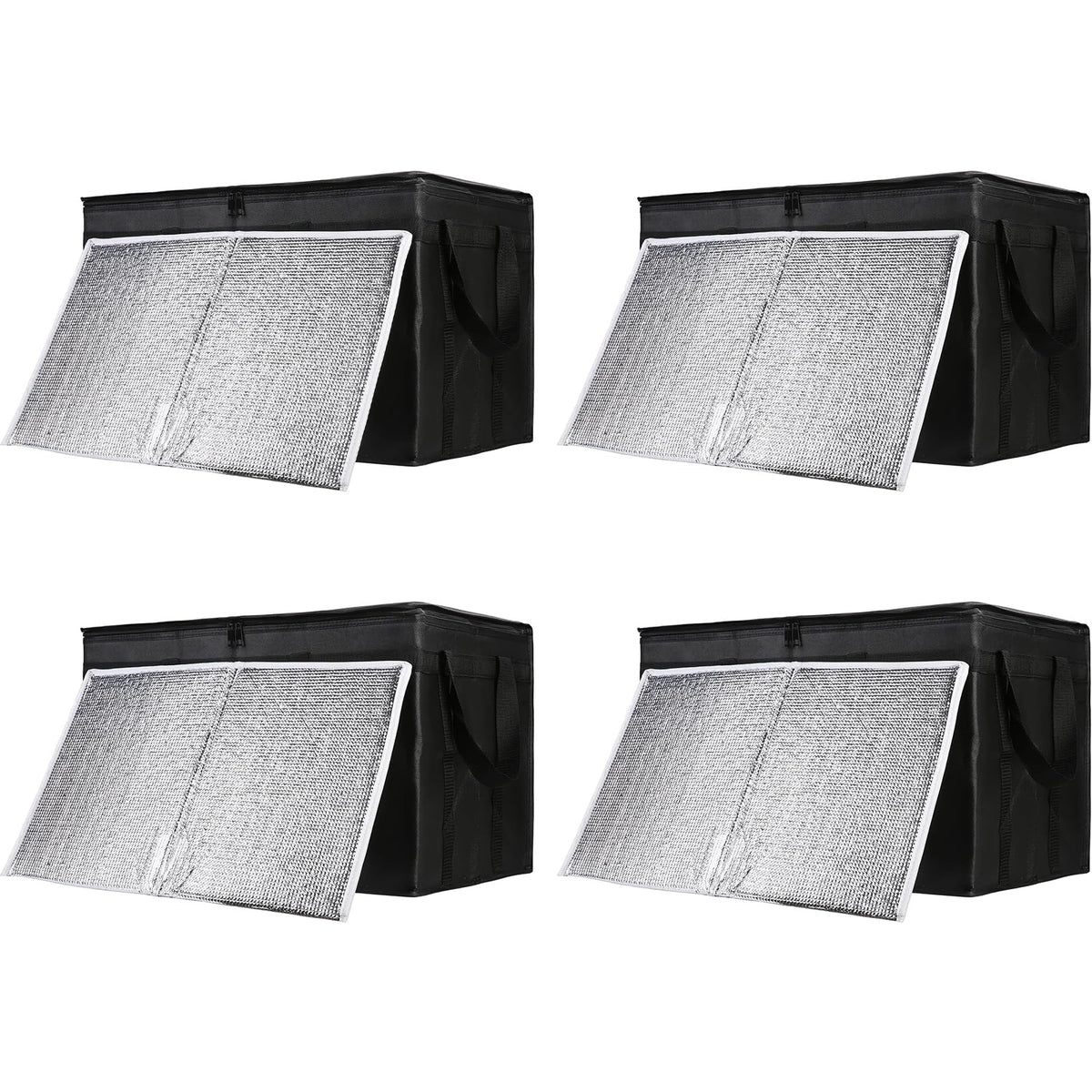 1-Pack Insulated Food Delivery Bag with Hard Bottom, 3X-Large, Black