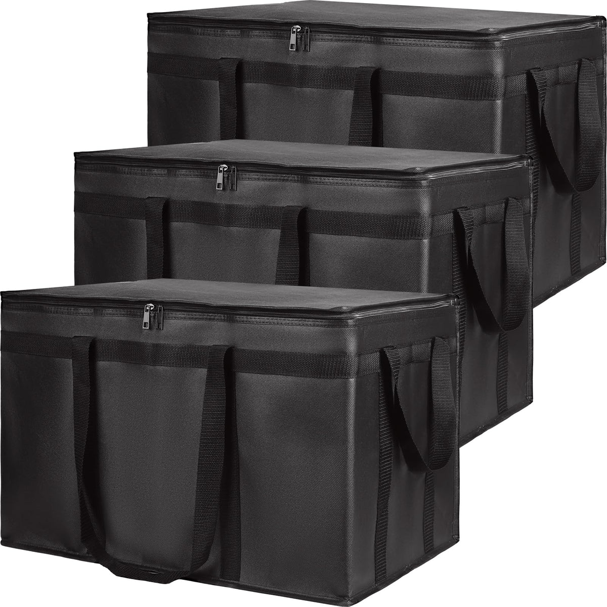 1-Pack Insulated Food Delivery Bag with Hard Bottom, 3X-Large, Black