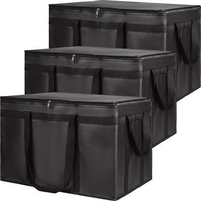 1-Pack Insulated Food Delivery Bag with Hard Bottom, 3X-Large, Black