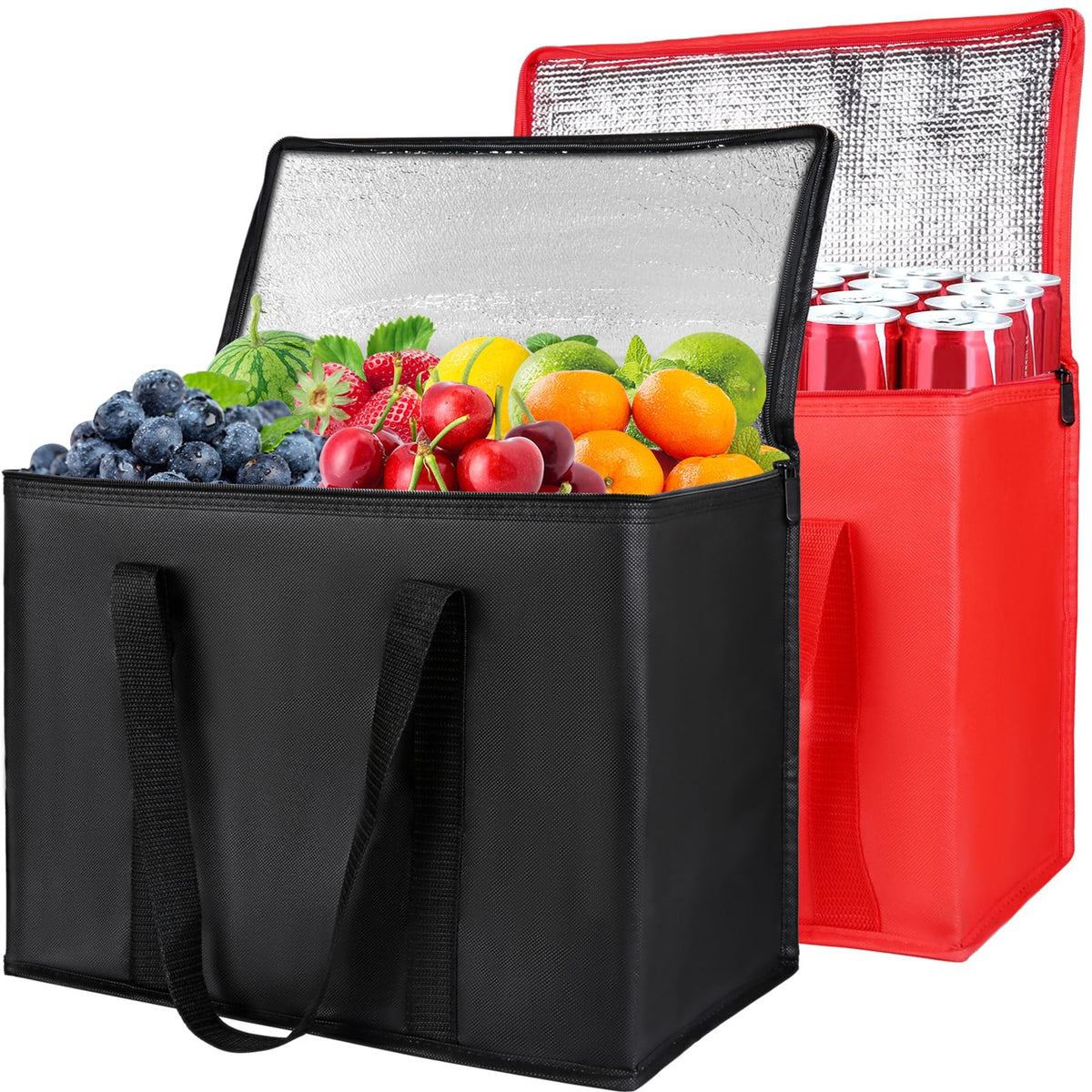1-Pack Insulated Food Delivery Bag with Hard Bottom, 3X-Large, Black