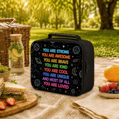 Neon Space Inspirational Lunch Bag Insulated Lunchbox