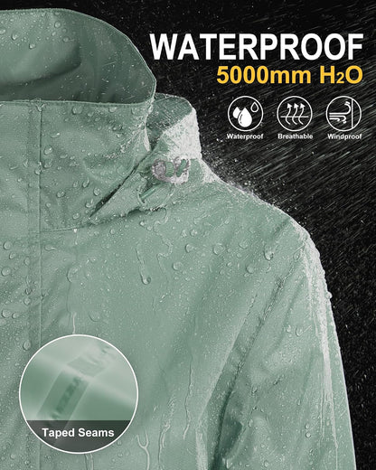 33,000ft Women's Rain Jacket Waterproof Lightweight Packable Raincoat