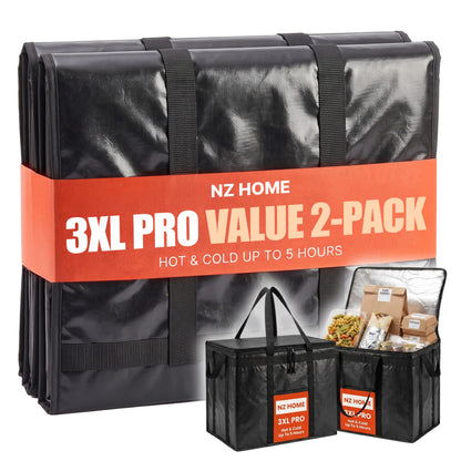 NZ home Insulated Food Bag, Portable Cooler Tote (3XL, Black, 1 Pack)