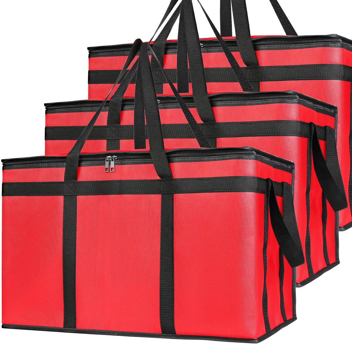 Bodaon 3 Pack Insulated Food Delivery Bags, XXXL Catering Cooler Bag Black