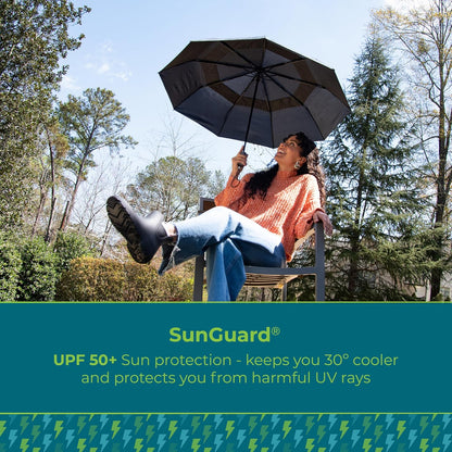 Totes Auto Open/Close Windproof Ultimate Compact Umbrella with UV and Water Repellent Protection