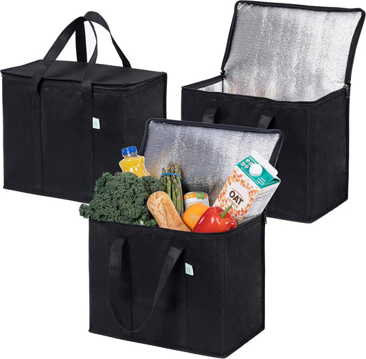 VENO 3 Pack Insulated Cooler Reusable Grocery Shopping Bag Food Delivery