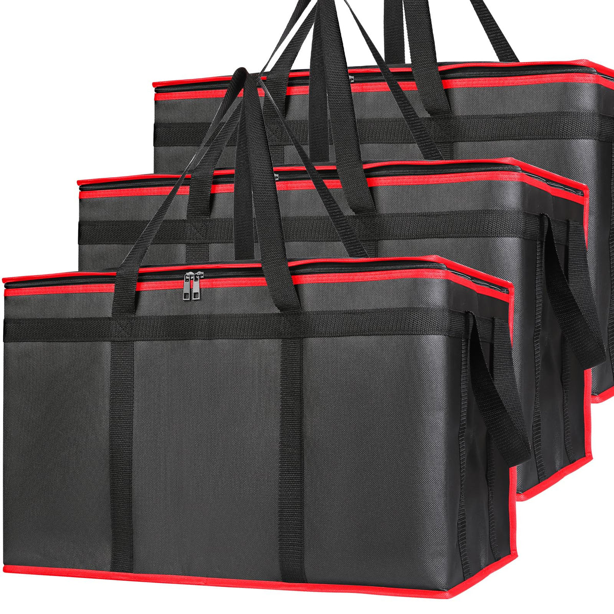 Bodaon 3 Pack Insulated Food Delivery Bags, XXXL Catering Cooler Bag Black