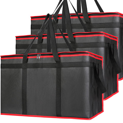 Bodaon 3 Pack Insulated Food Delivery Bags, XXXL Catering Cooler Bag Black